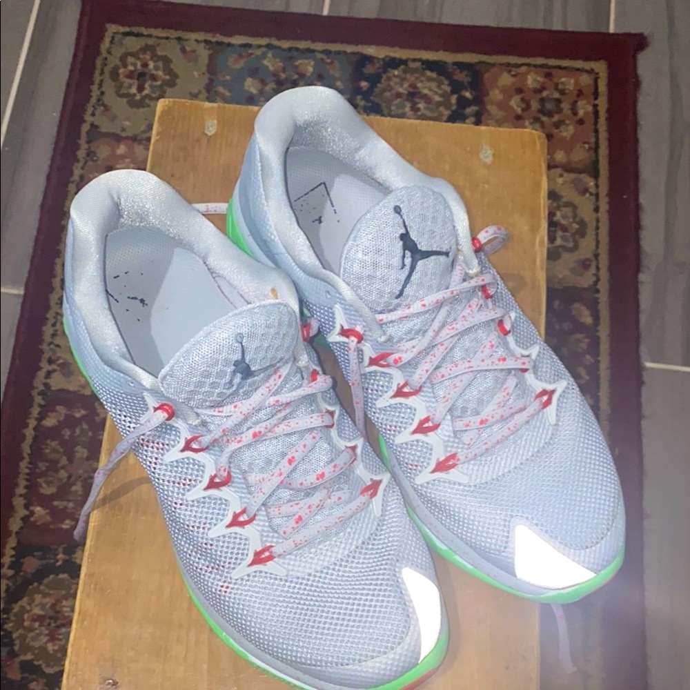 Air Jordan Gray and Green Sneakers